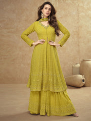 Yellow Georgette Wedding Sharara Suit