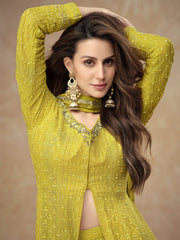 Yellow Georgette Wedding Sharara Suit