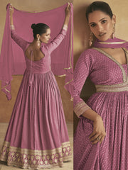 Pink Embroidered Silk Anarkali Suit