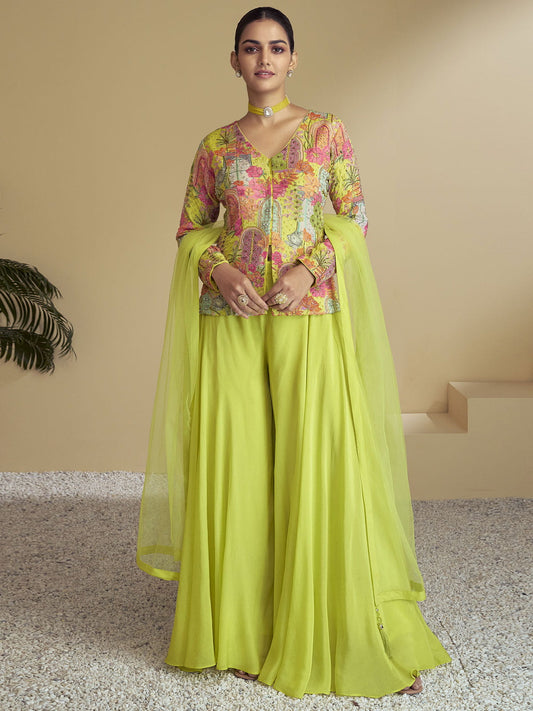 Lime Green Designer Sharara Suit