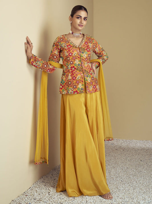 Yellow Designer Sharara Suit