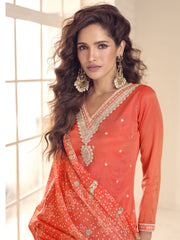 Classical Orange Mirror Shimmer Trendy Salwar Kameez