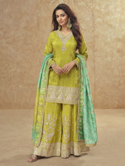 Green Shimmer Sharara Set