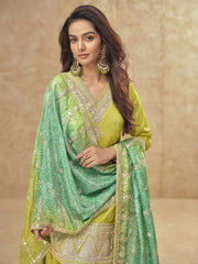 Green Shimmer Sharara Set