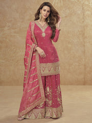 Zari Shimmer Pink Readymade Salwar Kameez