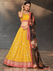 Yellow Georgette Wedding Lehenga Choli