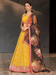 Yellow Georgette Wedding Lehenga Choli