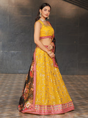 Yellow Georgette Wedding Lehenga Choli