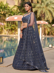 Grey Georgette Wedding Lehenga Choli