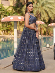 Grey Georgette Wedding Lehenga Choli