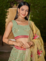 Sea Green Georgette Wedding Lehenga Choli