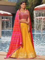 Yellow Georgette Wedding Lehenga Choli