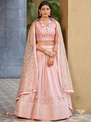 Baby Pink Georgette Wedding Lehenga Choli