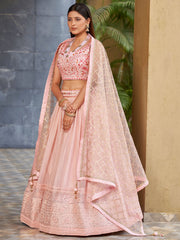 Baby Pink Georgette Wedding Lehenga Choli