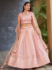 Baby Pink Georgette Wedding Lehenga Choli