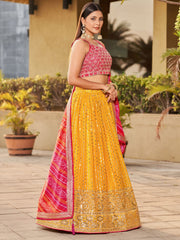 Yellow Georgette Wedding Lehenga Choli