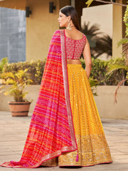 Yellow Georgette Wedding Lehenga Choli