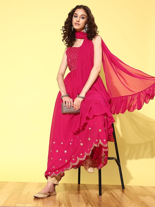 Women Embroidered Georgette Kurta