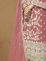Pink Organza Embroidered Designer Salwar Suit