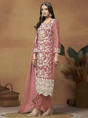 Pink Organza Embroidered Designer Salwar Suit