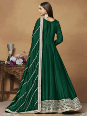 Green Georgette Festive Wear Anarkali Suit