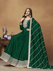 Green Georgette Festive Wear Anarkali Suit