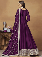 Purple Georgette Partywear Anarkali Suit