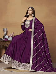 Purple Georgette Partywear Anarkali Suit