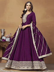 Purple Georgette Partywear Anarkali Suit