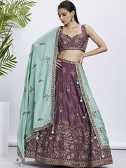 Rose gold Pure Chiffon Sequins and thread embroidery Semi-Stitched Lehenga choli and Dupatta