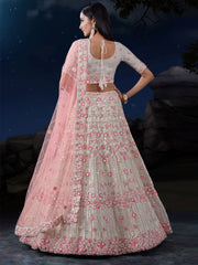 White Net Embroidered Lehenga Choli