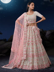 White Net Embroidered Lehenga Choli