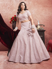 Baby Pink Premium Net Bridal Lehenga Zarkan Hand Embroidery