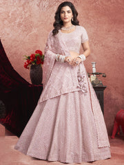 Baby Pink Premium Net Bridal Lehenga Zarkan Hand Embroidery