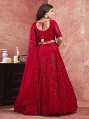 Red Mirror Embroidery Wedding Lehenga Choli