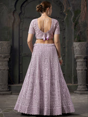 Embroidered Work Net Readymade Lehenga Choli In Lavender