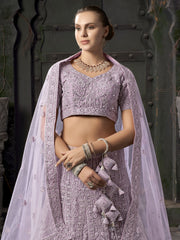 Embroidered Work Net Readymade Lehenga Choli In Lavender