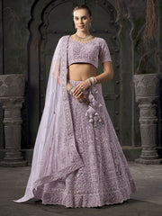 Embroidered Work Net Readymade Lehenga Choli In Lavender