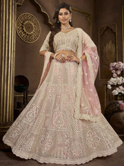 Charming Peach Sequins Net Bridesmaid Lehenga Choli With Dupatta