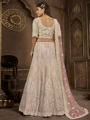 Charming Peach Sequins Net Bridesmaid Lehenga Choli With Dupatta