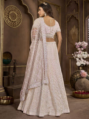 Stunning Baby Pink Embroidered Net Bridesmaid Lehenga Choli