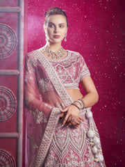 Pink Embroidered Designer Lehenga Choli