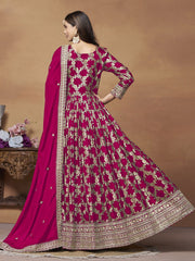 Magenta Dola Jacquard Festive Anarkali Suit