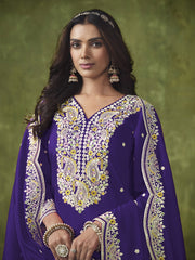 Purple Multi Embroidered Punjabi Suit