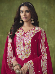 Rani Pink Multi Embroidered Punjabi Suit