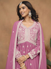 Flamingo Pink Embroidered Gharara Suit