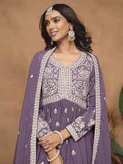 Dusty Purple Embroidered Gharara Suit