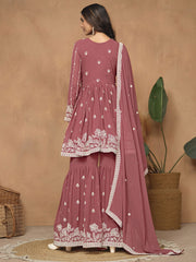 Salmon Pink Embroidered Gharara Suit