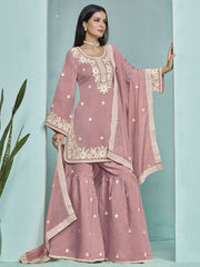 Pink Designer Style Silk Gharara Style Suit