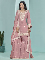 Pink Designer Style Silk Gharara Style Suit